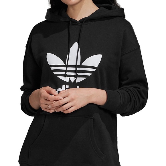 Adidas Originals Trefoil Black & White Hoodie Sweatshirt - Picture 1 of 5